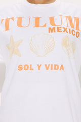 Tulum Sol Y Vida Washed Oversized Tee - Natural