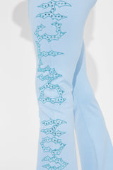 Von Dutch Fire Racer Rhinestone Flared Pant - Blue
