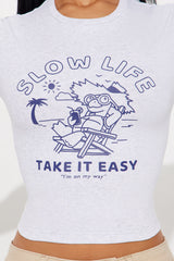 Slow Life Baby Tee - Heather Grey