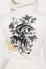 Ed Hardy Dragon Heart Zip Front Hoodie - Ivory