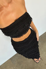 Irresistible Touch Ruffled Skirt Set - Black
