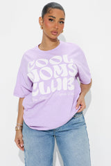 Cool Moms Club Washed Oversized Tee - Lavender