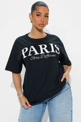 Paris Oversized Tee - Black