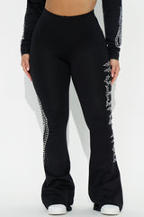 Von Dutch Fire Racer Rhinestone Flared Pant - Black