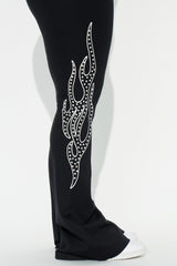 Von Dutch Fire Racer Rhinestone Flared Pant - Black