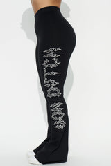 Von Dutch Fire Racer Rhinestone Flared Pant - Black