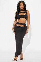 Take A Hint Maxi Skirt Set - Black