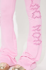 Von Dutch Fire Racer Rhinestone Flared Pant - Pink