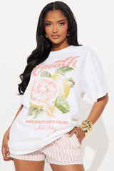 Amalfi Summer Washed Oversized Tee - Natural