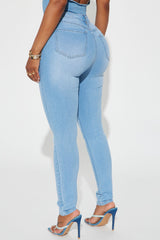 Dakota Ripped High Rise Stretch Skinny Jeans - Light Wash