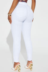 Salem Booty Lifting Ripped High Rise Stretch Skinny Jeans - White