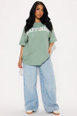 Choose Happiness Washed Oversized Tee - Sage