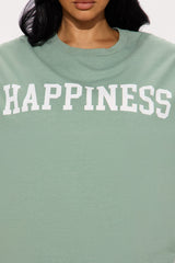 Choose Happiness Washed Oversized Tee - Sage