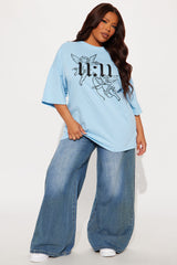 Make A Wish Angel Oversized Tee - Light Blue