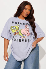 Spongebob & Patrick Forever Oversized Tee - Heather Grey