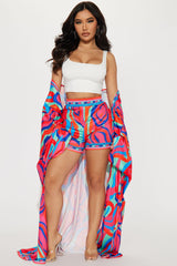 Forever With You Kimono Short Set - Fuchsia/combo