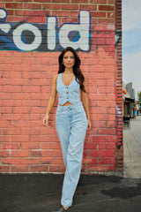 Her Desire Denim Pant Set - Light Wash