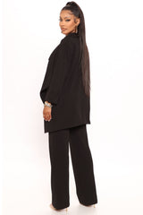 Celine Belted Wide Leg Pant - Black