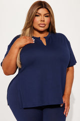 Lets Chill Together Short Sleeve Legging Set - Navy