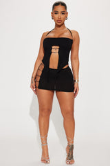 Stopping Traffic Micro Mini Skirt Set - Black