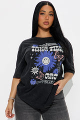 Take Time Washed Oversized Tee - Black