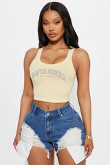 Santa Monica Pier Ribbed Top - Yellow