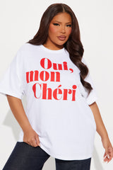 Oui Mon Cheri Oversized Tee - White