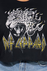 Def Leppard Inferno Cropped Tee - Black