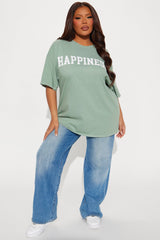 Choose Happiness Washed Oversized Tee - Sage