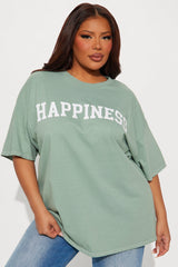 Choose Happiness Washed Oversized Tee - Sage