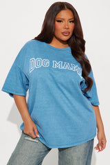 Dog Mami Washed Oversized Tee - Blue