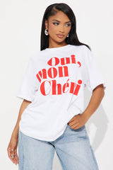 Oui Mon Cheri Oversized Tee - White
