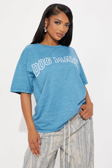 Dog Mami Washed Oversized Tee - Blue