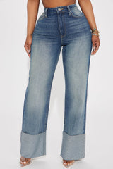 Making Assumptions Cuffed Straight Leg Jeans - Vintage Wash
