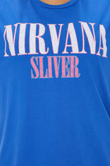 Nirvana Sliver Washed Oversized Tee - Royal