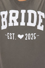 Bride To Be Washed Oversized Tee - Charcoal