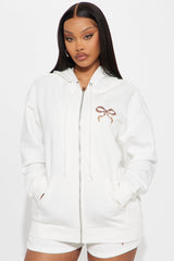 Wellness Club Bow Zip Hoodie - Ivory