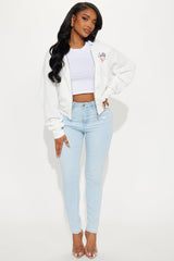 Stay Salty Zip Up Hoodie - Cream