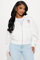 Stay Salty Zip Up Hoodie - Cream