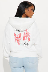 Stay Salty Zip Up Hoodie - Cream