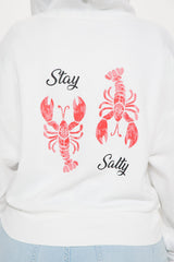 Stay Salty Zip Up Hoodie - Cream