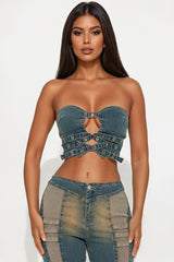 Mabel Denim Flare Pant Set - Vintage Wash