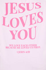 Jesus Loves You Washed Oversized Tee - Pink
