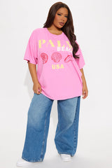 Palm Beach Washed Oversized Tee - Pink