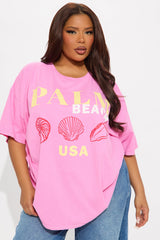 Palm Beach Washed Oversized Tee - Pink