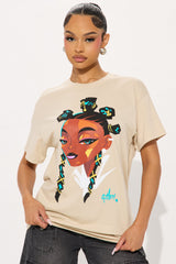 Unmatched Beauty & Braids Oversized Tee - Sand