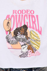 Barbie Rodeo Cowgirl Cropped Tee - White