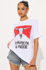 Vintage Cowboys & Beers Washed Tee - White
