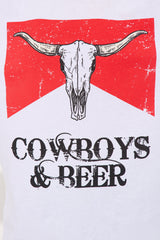 Vintage Cowboys & Beers Washed Tee - White