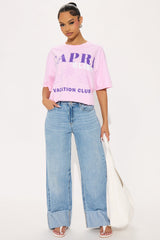 Capri Club Washed Oversized Tee - Pink